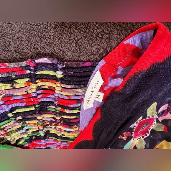 Ranna Gill x Anthropologie Multicolor Floral Knot-Front Dress. Size Medium. - Picture 8 of 11